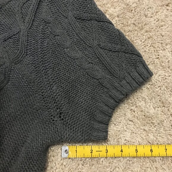 Chunky Cable Knit Short Sleeve Cotton Button Up Cardigan Sweater - Picture 14 of 15